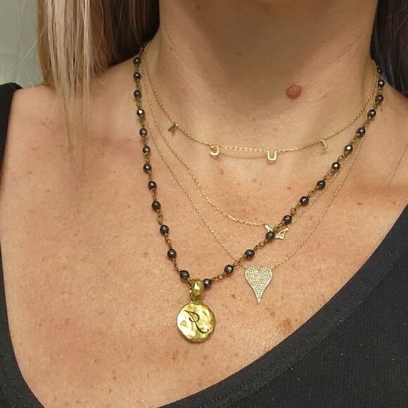 Gold Initial J Necklace - Picture 4 of 4